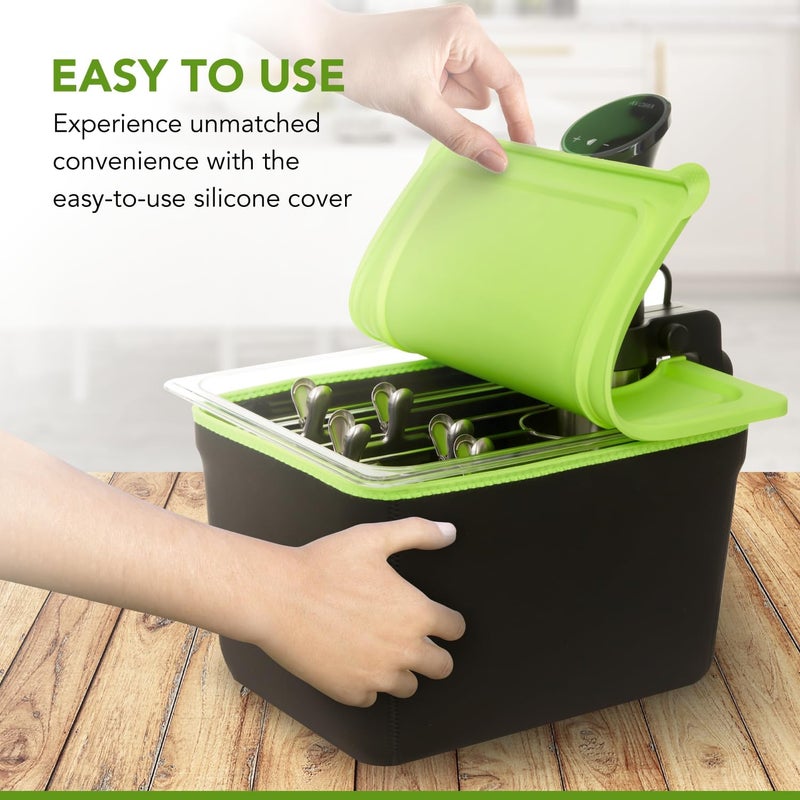 COSPARX Sous Vide Container 12 Qt Compatible with Anova All Models,Breville Joule, Instant Pot Sous Vide Cooker, Includes Universal Silicone Lid - Removable Rack with 5 Stainless Steel Clips-Insulation Sleeve - Image 3